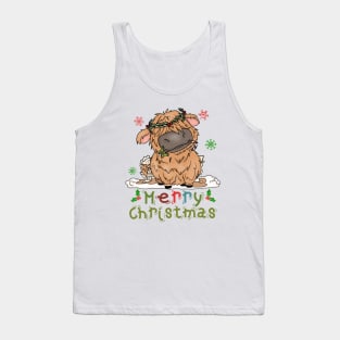 Cow Christmas Cute Cow Merry Christmas Xmas Matching Tank Top